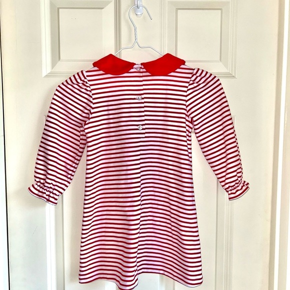 Girls Zucchini Red and White Santa Appliqué Christmas Dress Size 4T - Picture 6 of 12